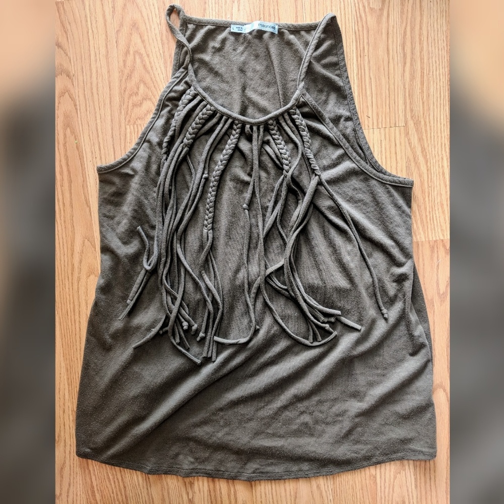 Olive green boho tank top